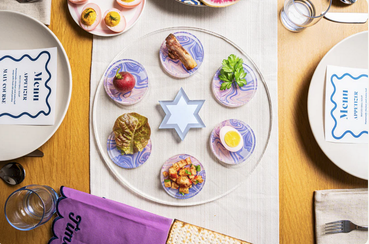 Modern Seder Plate- Lavender Swirl, Peace Love Light Shop