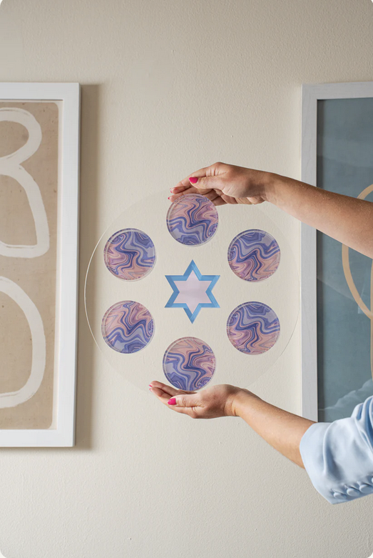 Modern Seder Plate- Lavender Swirl, Peace Love Light Shop