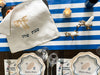 Challah cover, Bow design, Blue, Gold & White- Peace Love Light Shop