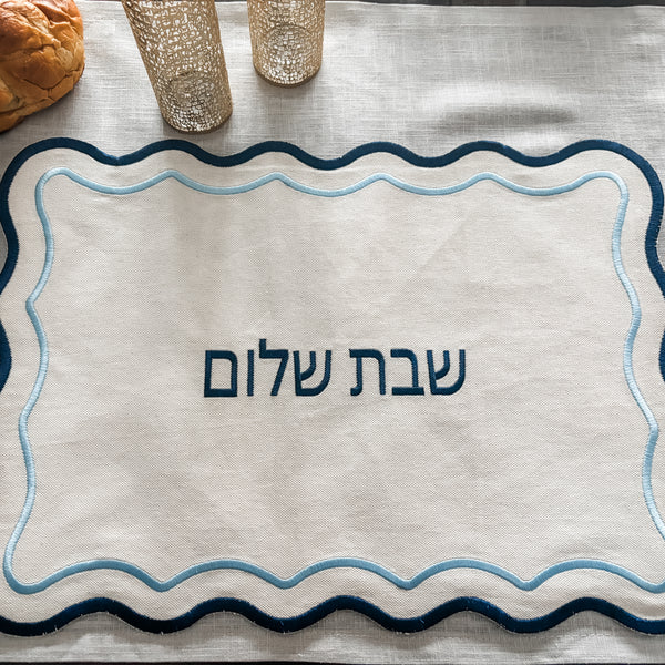 Scalloped Challah Cover, Cotton Canvas - Peace Love Light Shop