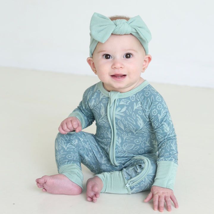 Shiloh & Kate Sage Bloom Shabbat/Hanukkah Bamboo Pajamas, Size Newborn - 3T