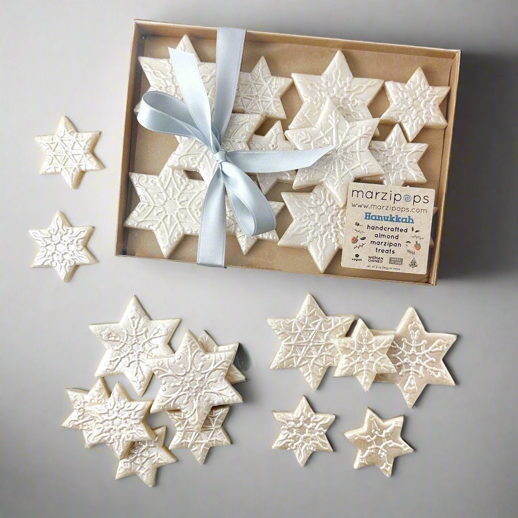 Hanukkah Marzipan Star of David snowflakes- Peace Love Light Shop