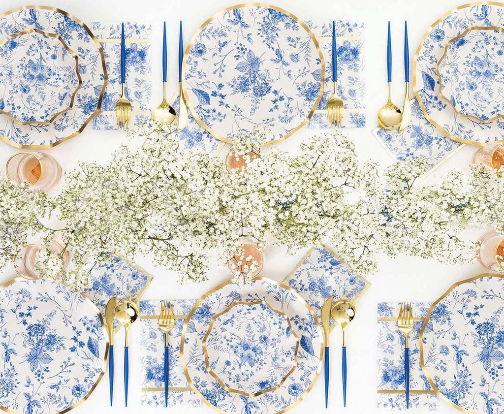 Modern Plastic cutlery, Blue & Gold- Peace Love Light Shop