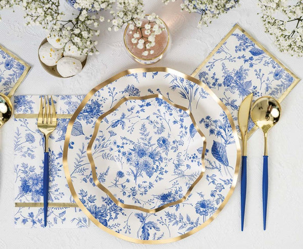 Modern Plastic cutlery, Blue & Gold- Peace Love Light Shop