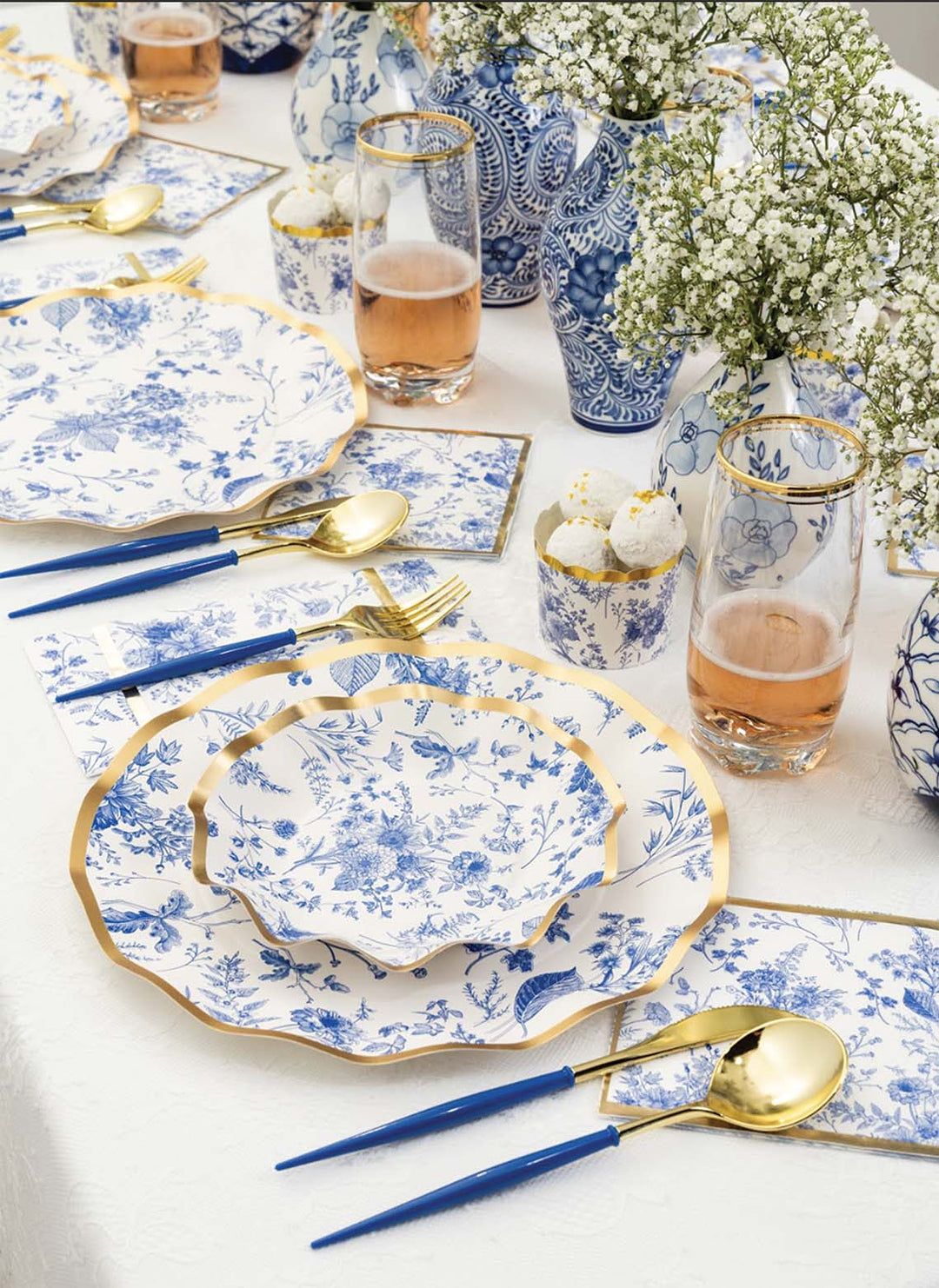 Modern Plastic cutlery, Blue & Gold- Peace Love Light Shop