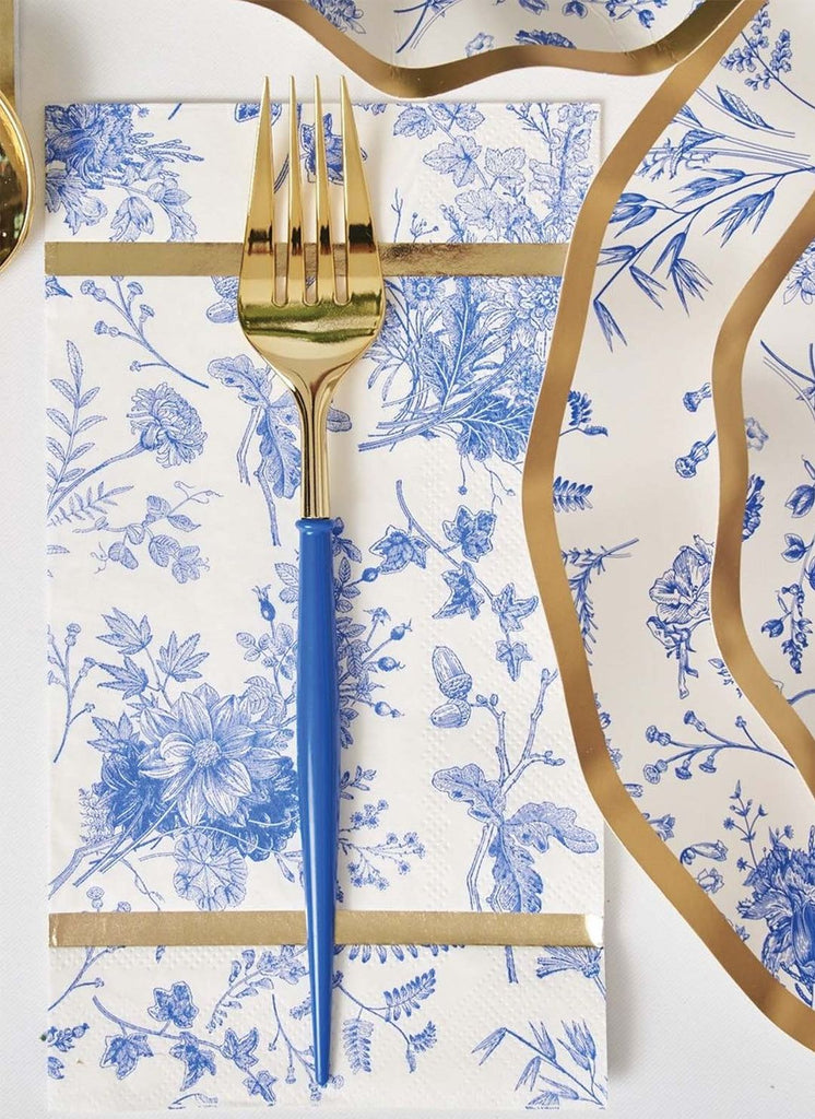 Modern Plastic cutlery, Blue & Gold- Peace Love Light Shop