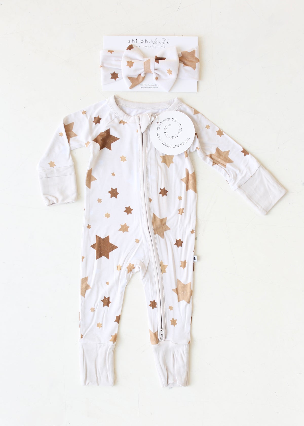 Jewish star baby bow & pajamas- Peace Love Light Shop