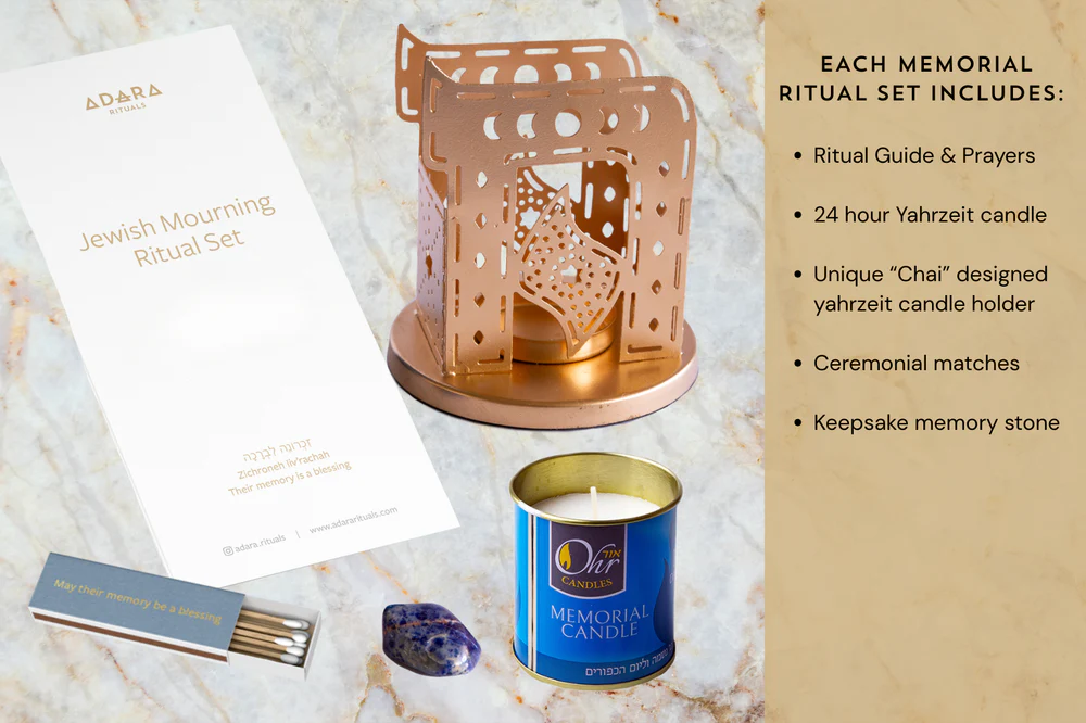 Memorial Ritual Set, Yahrzeit Candle Holder - Peace Love Light Shop