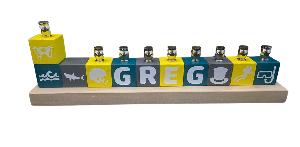 Custom Kids Block Menorah- Peace Love Light Shop