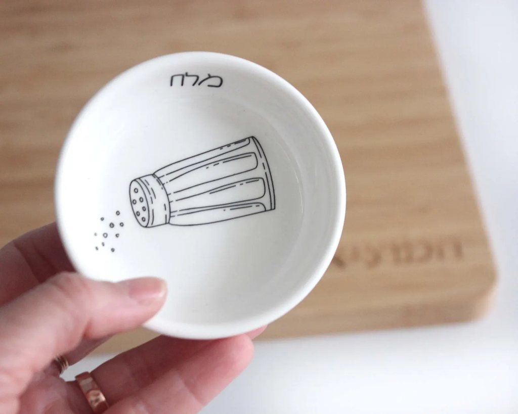 Bamboo Wood Challah Board with Porcelain Bowl - Peace Love Light Shop