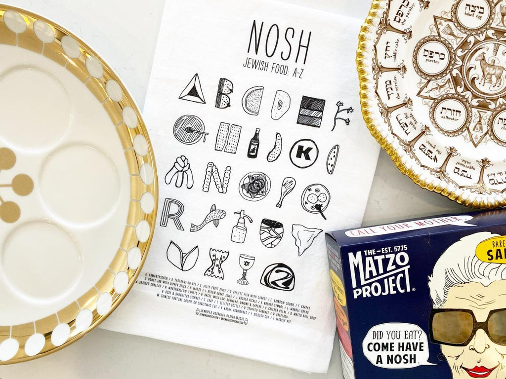 Nosh Jewish Food A-Z Tea Towel -Peace Love Light Shop