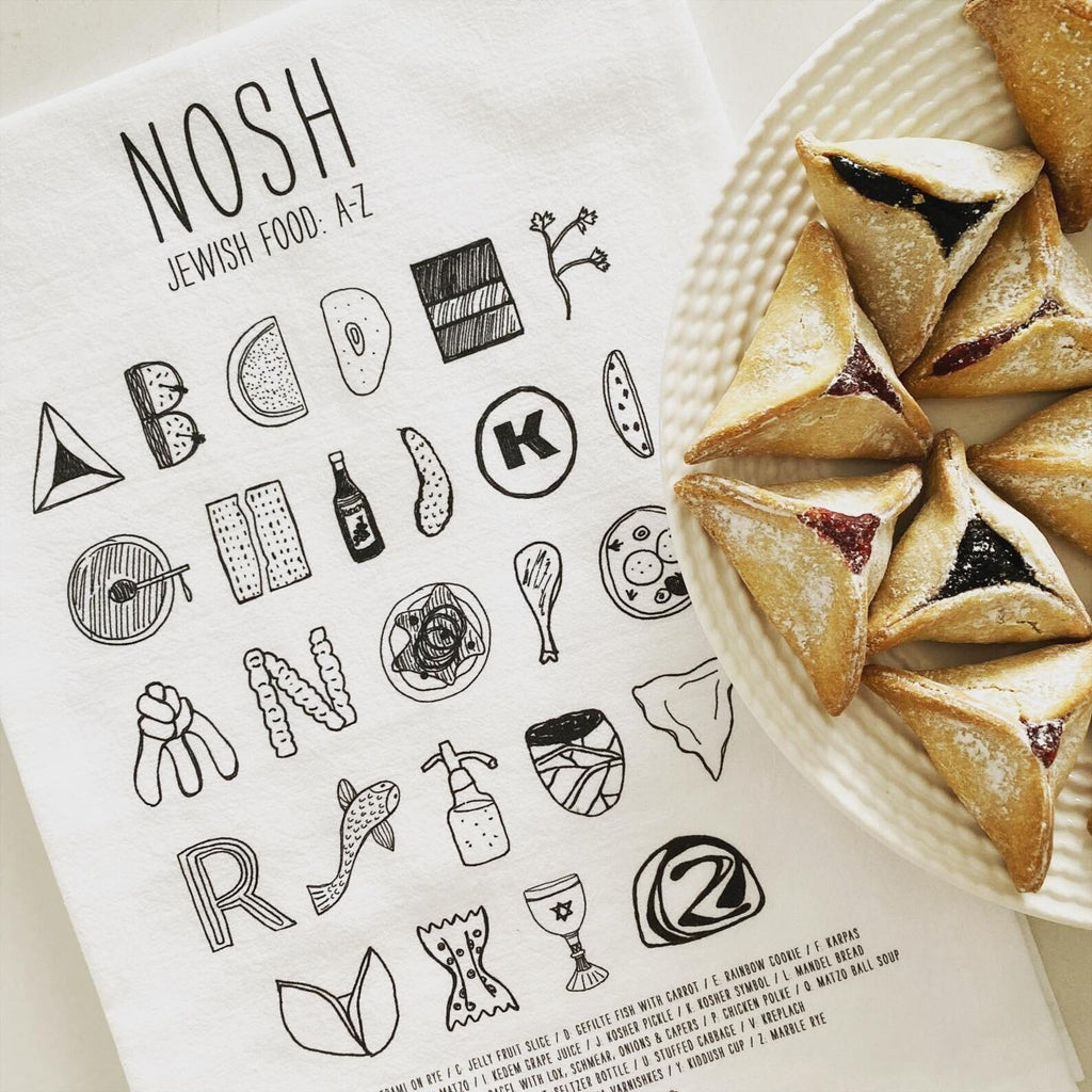 Nosh Jewish Food A-Z Tea Towel -Peace Love Light Shop