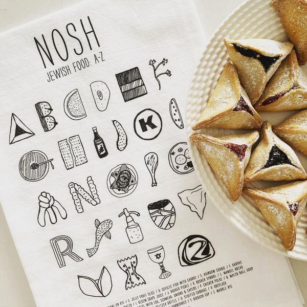 Nosh Jewish Food A-Z Tea Towel -Peace Love Light Shop