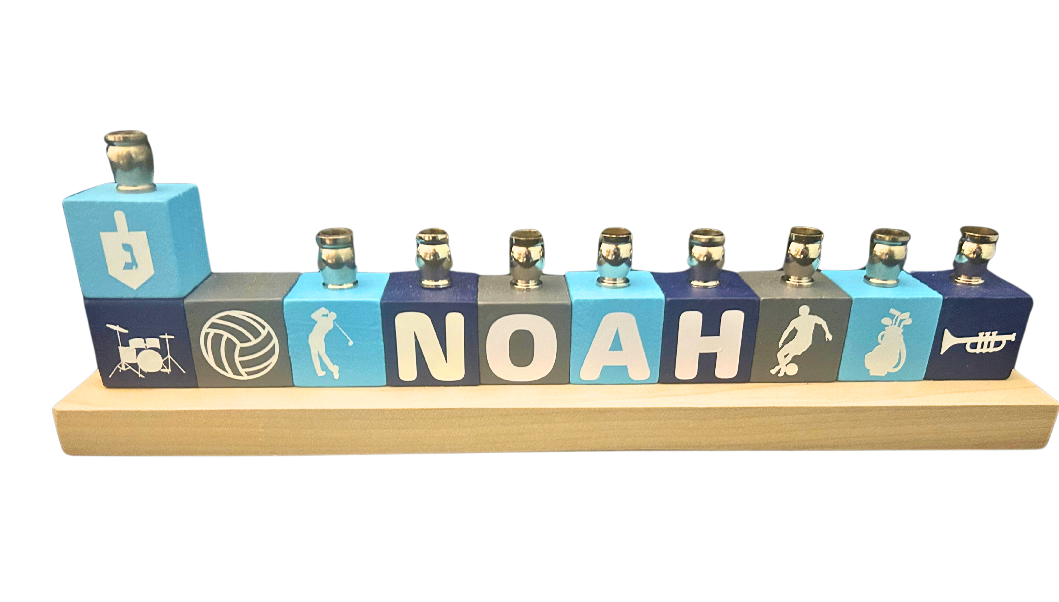 Custom Kids Block Menorah- Peace Love Light Shop