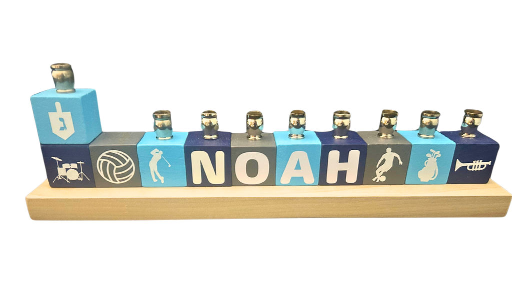 Custom Kids Block Menorah- Peace Love Light Shop