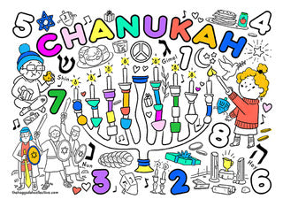 Hanukkah doodle mat- Peace Love Light Shop