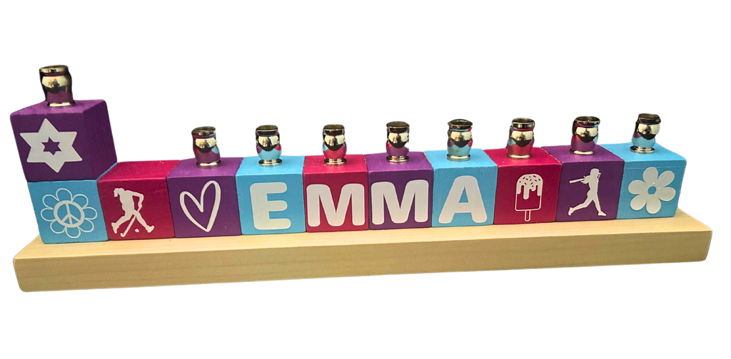Custom Kids Block Menorah- Peace Love Light Shop