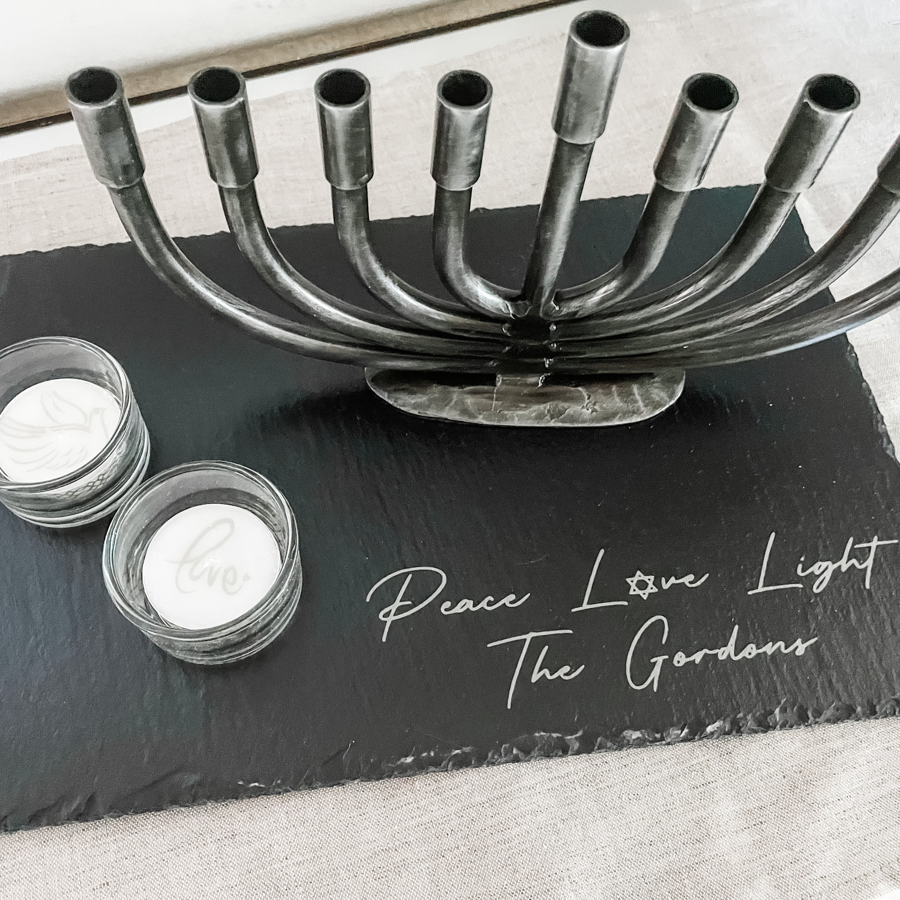 Petite Classic Menorah- Wrought Iron - Peace Love Light Shop