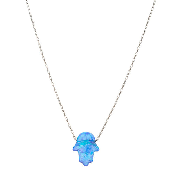 Blue Opal Hamsa Necklace - Peace Love Light Shop