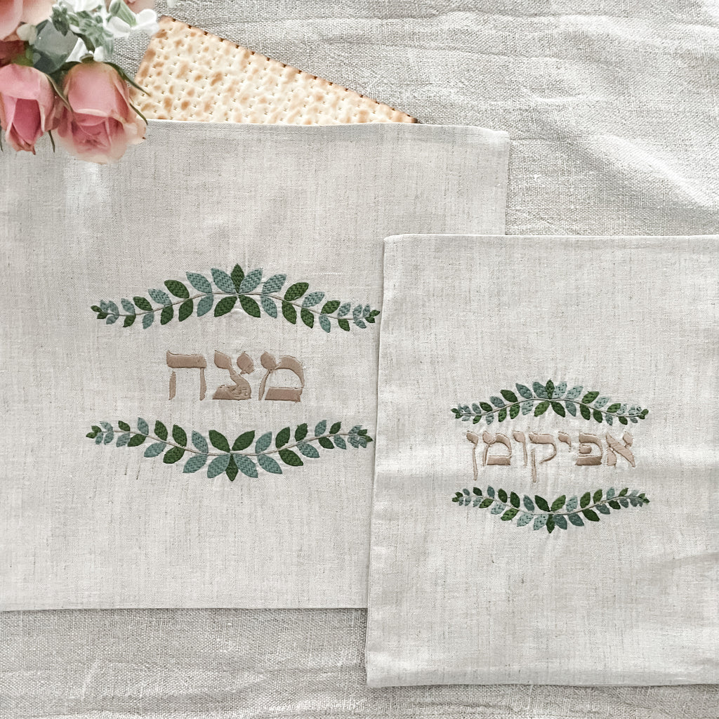 Embroidered matzoh cover, afikoman bag- Peace Love Light Shop