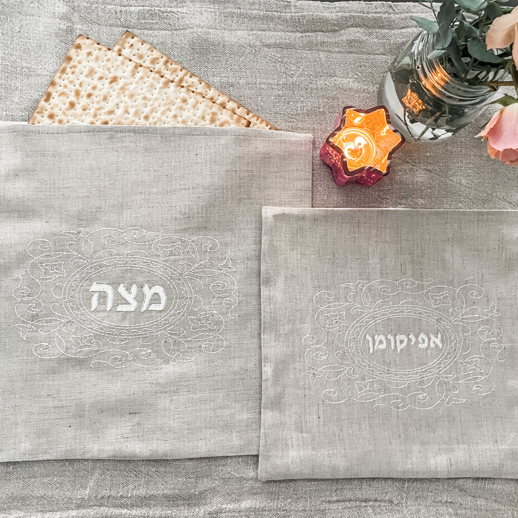 Passover embroidered matzoh cover & afikoman bag- Peace Love Light Shop