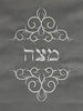 Matzah Cover- Pewter Linen, Silver Embroidered - Peace Love Light Shop