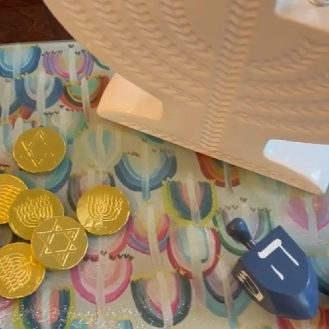 Modern Hanukkah Drip Tray/Latke Tray/Challah Board - Rainbow Menorahs