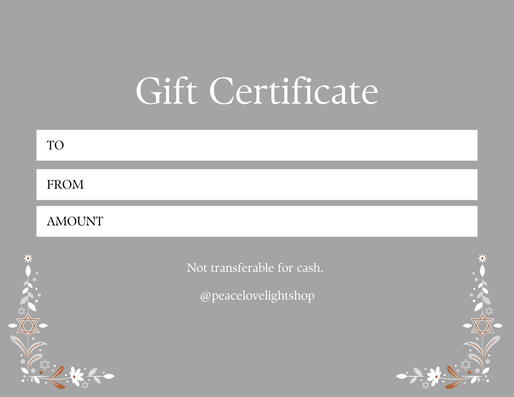 Peace Love Light E-Gift Card - Peace Love Light Shop