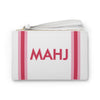 Mah jong card clutch, wallet, preppy pink stripe- Peace Love Light Shop