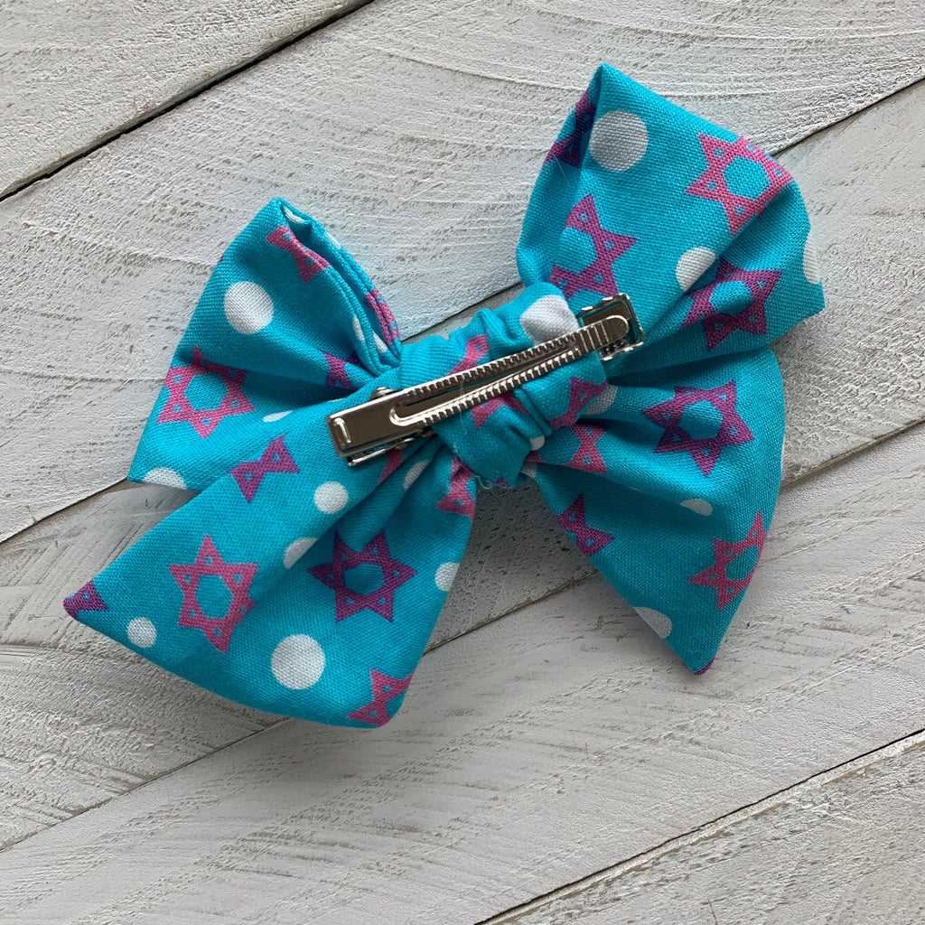 Hair bow, star of David, Hanukkah gift- Peace Love Light Shop
