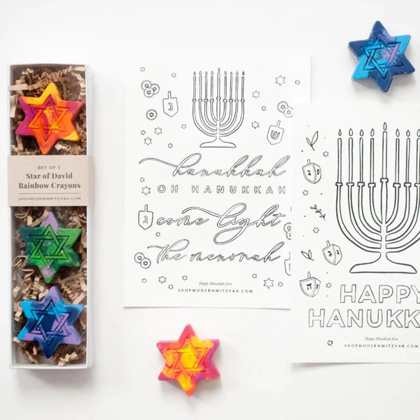 Hanukkah Crayons and mini coloring sheets- Peace Love Light Shop