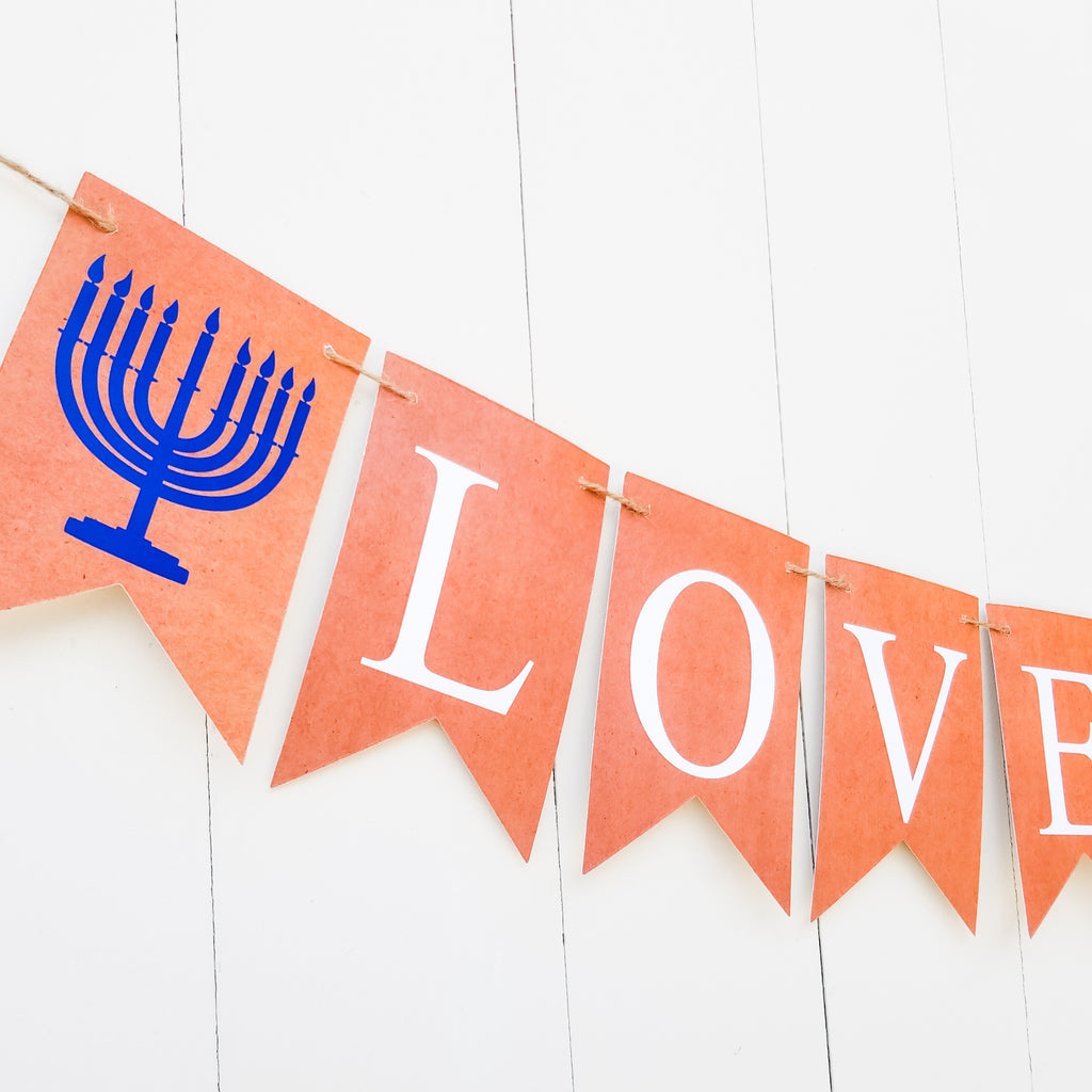 Hanukkah Decoration, Love & Light Banner - Peace Love Light Shop