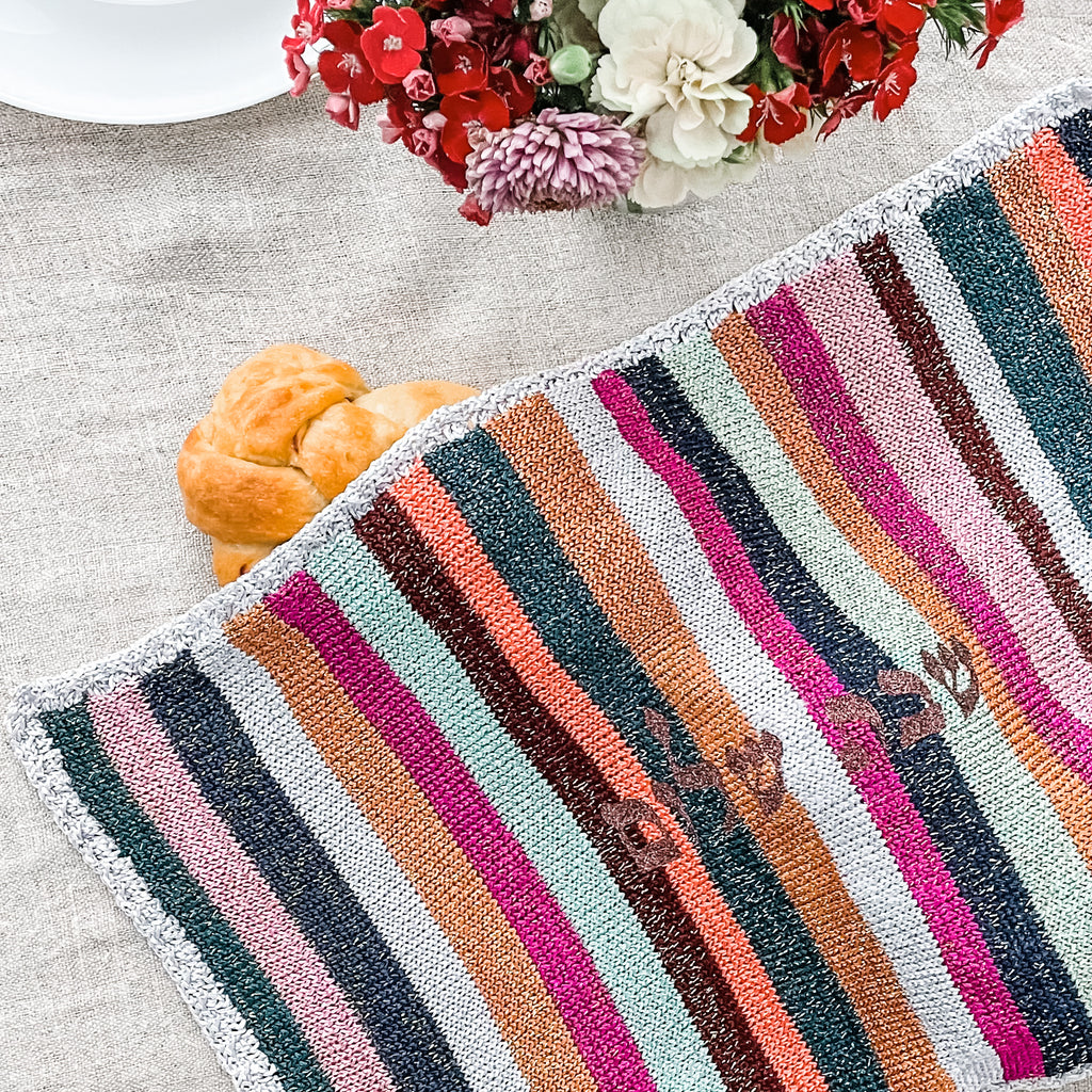 Modern challah cover, stripe, fall colors- Peace Love Light Shop