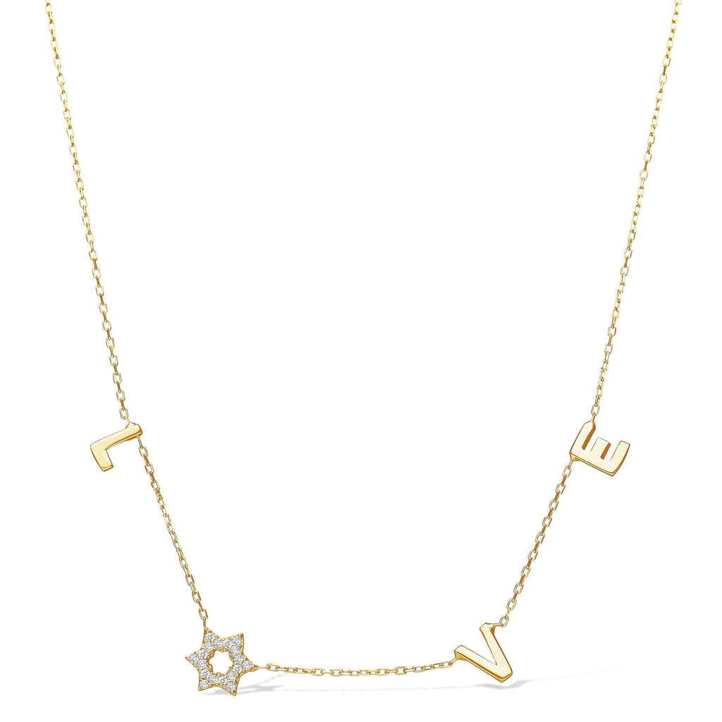 Star of David Love Necklace, Jewish Jewelry- Peace Love Light Shop
