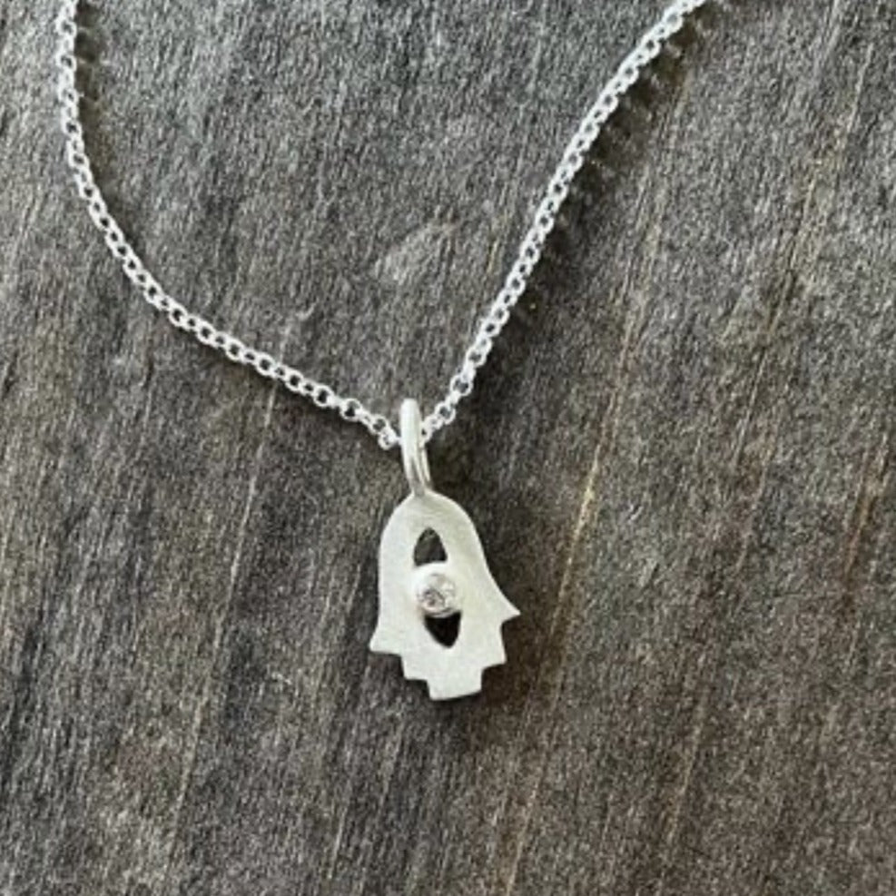 Tiny hamsa necklace, Jewish jewelry, Bat Mitzvah Gift- Peace Love Light