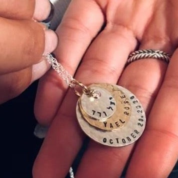 Custom Stamped Necklace, In English or Hebrew - Peace Love Light Shop