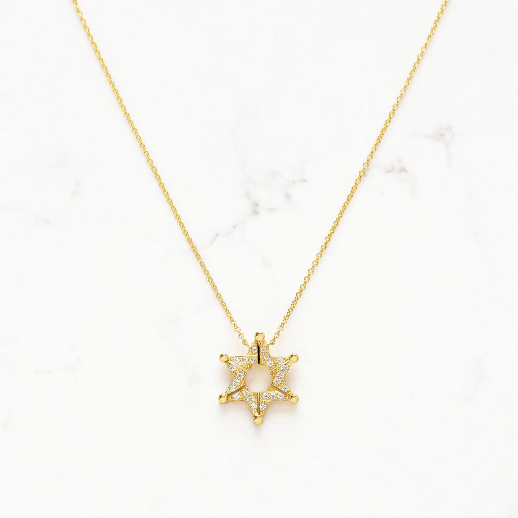 Convertible Magnetic 14 Karat Yellow Gold Diamond Star of David Pendant  Necklace at 1stDibs | convertible star of david necklace, butterfly star of david  necklace, star of david butterfly necklace