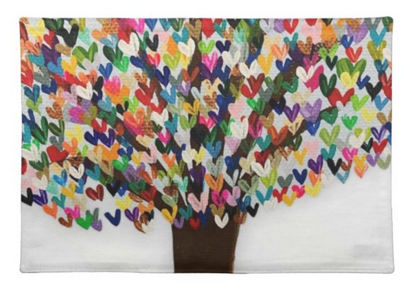Modern Challah Cover- Heart Tree.  Peace Love Light Shop