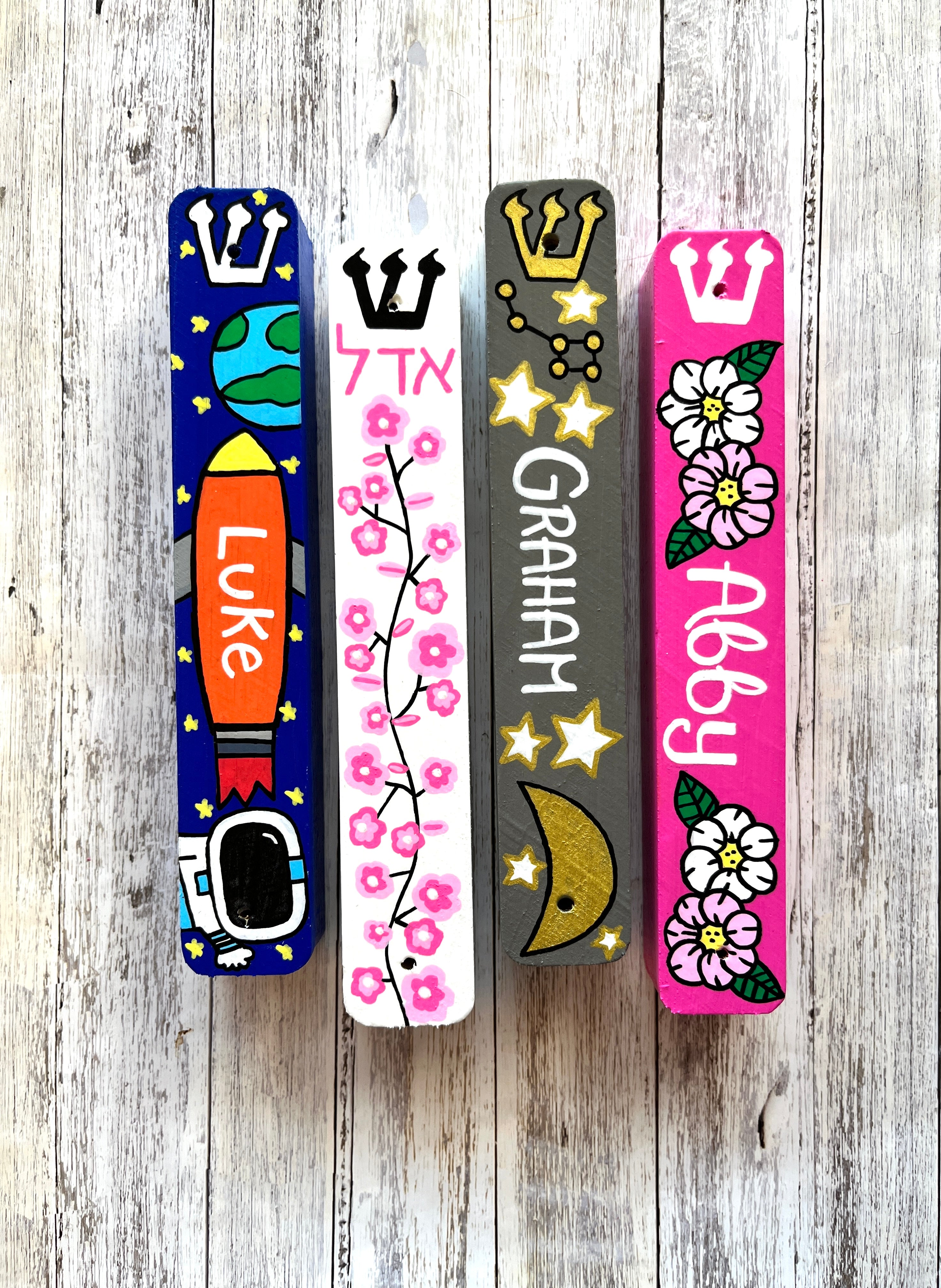Personalized Hand Painted Mezuzah, Multiple Designs Available