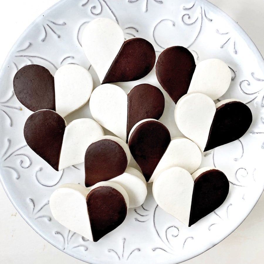 Black & White Marzipan Cookies- Valentines, Tu'B'av Gift.  Peace Love Light Shop