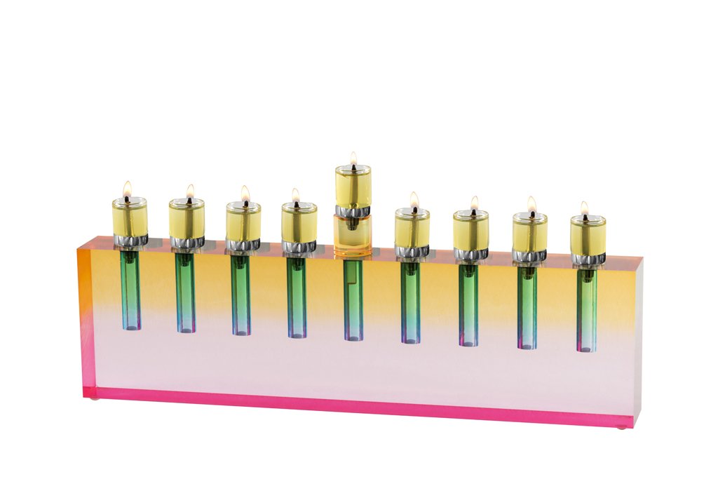 Modern acrylic menorah- Peace Love Light Shop