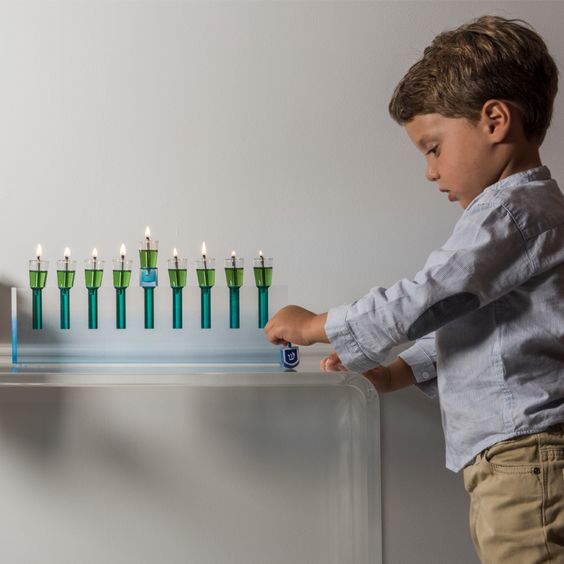 Modern acrylic menorah- Peace Love Light Shop