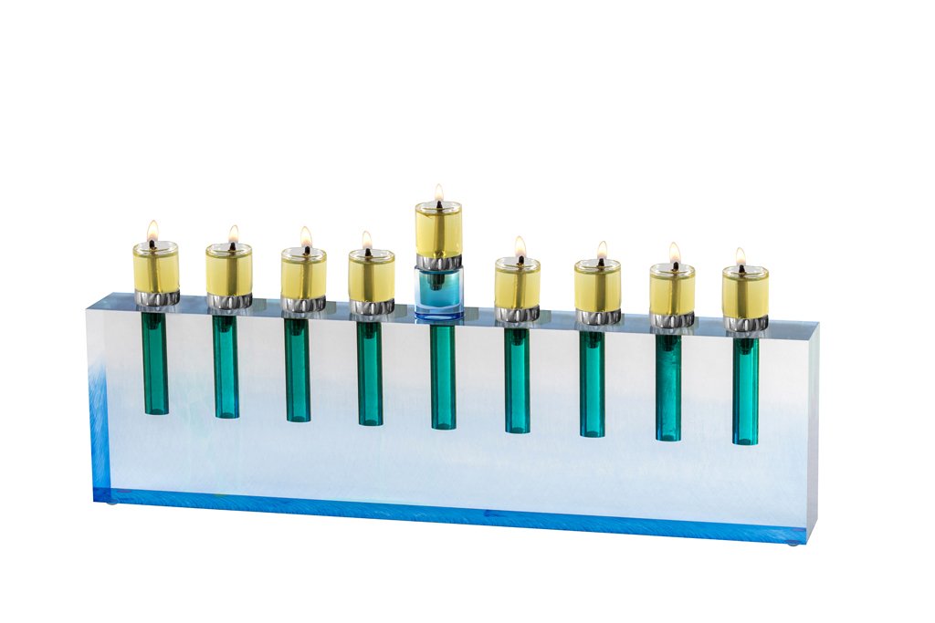 Modern acrylic menorah- Peace Love Light Shop