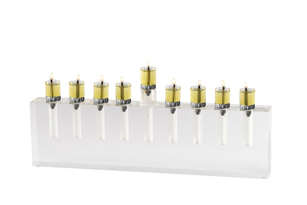 Modern acrylic menorah- Peace Love Light Shop