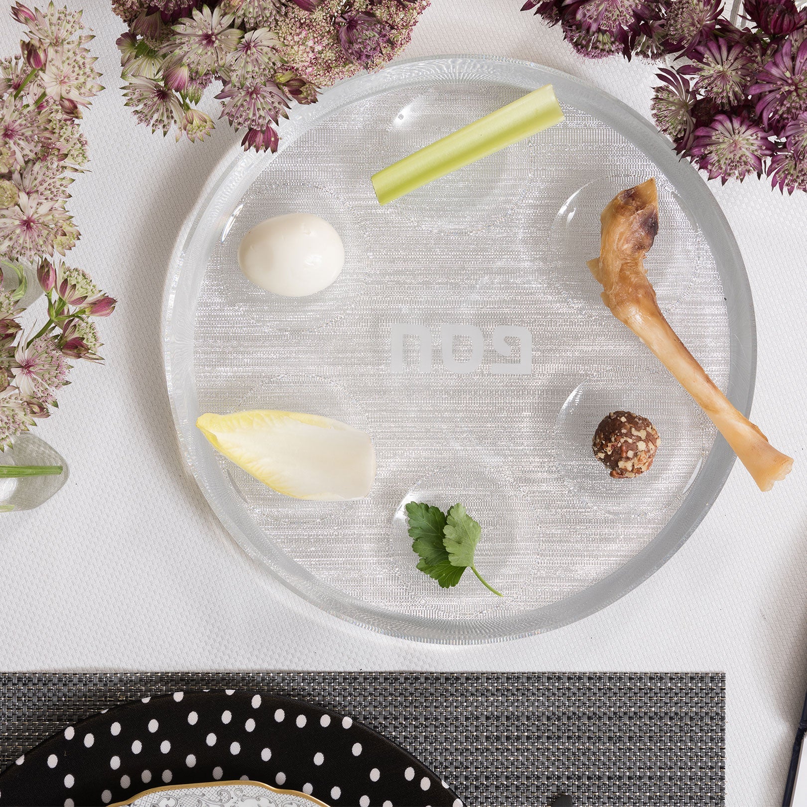 Modern Seder Plate- Silver Acrylic - Peace Love Light Shop