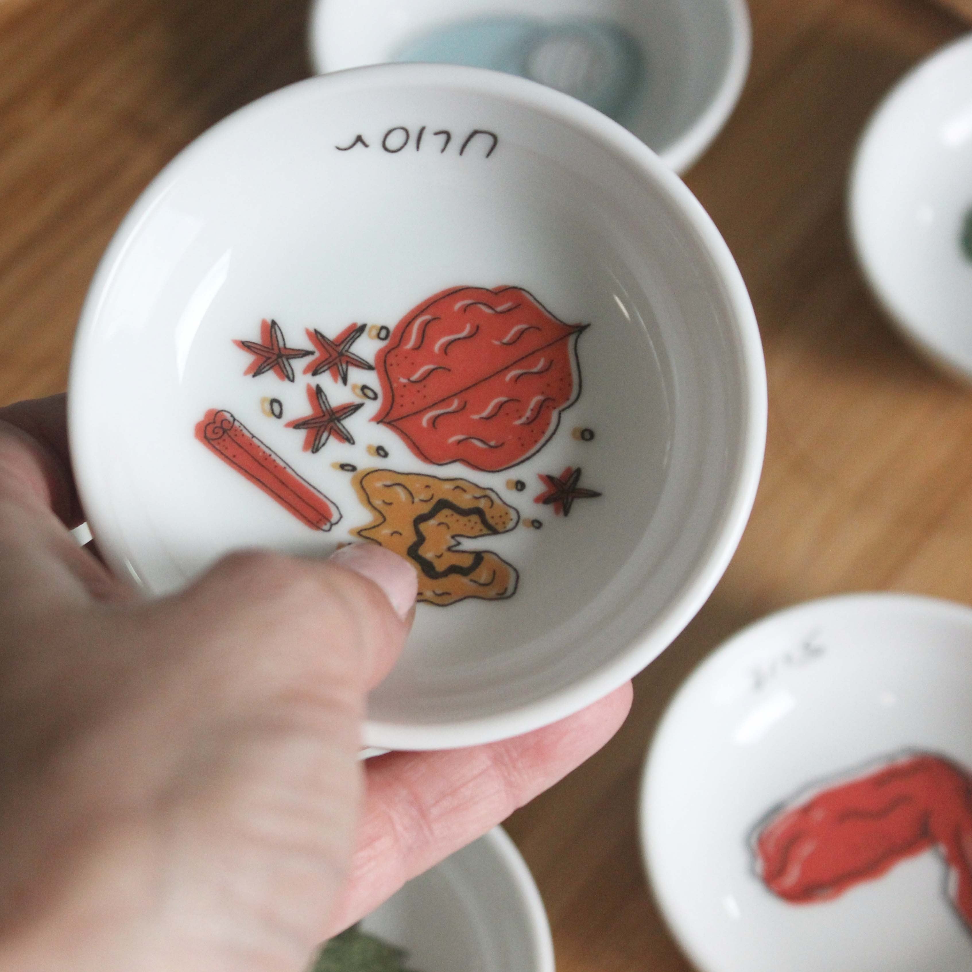 Modern Seder Plate, Wood, Ceramic, Made in Israel, Peace Love Light Shop