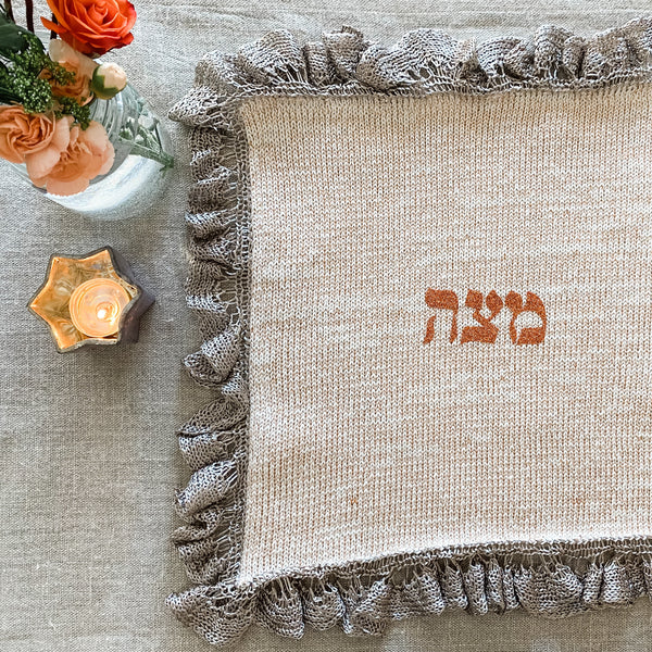 Passover lace square matzoh cover, cotton silk- Peace Love Light Shop