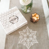 Embroidered Jewish Star Linen Runner- Natural, Passover Decoration - Peace Love Light Shop
