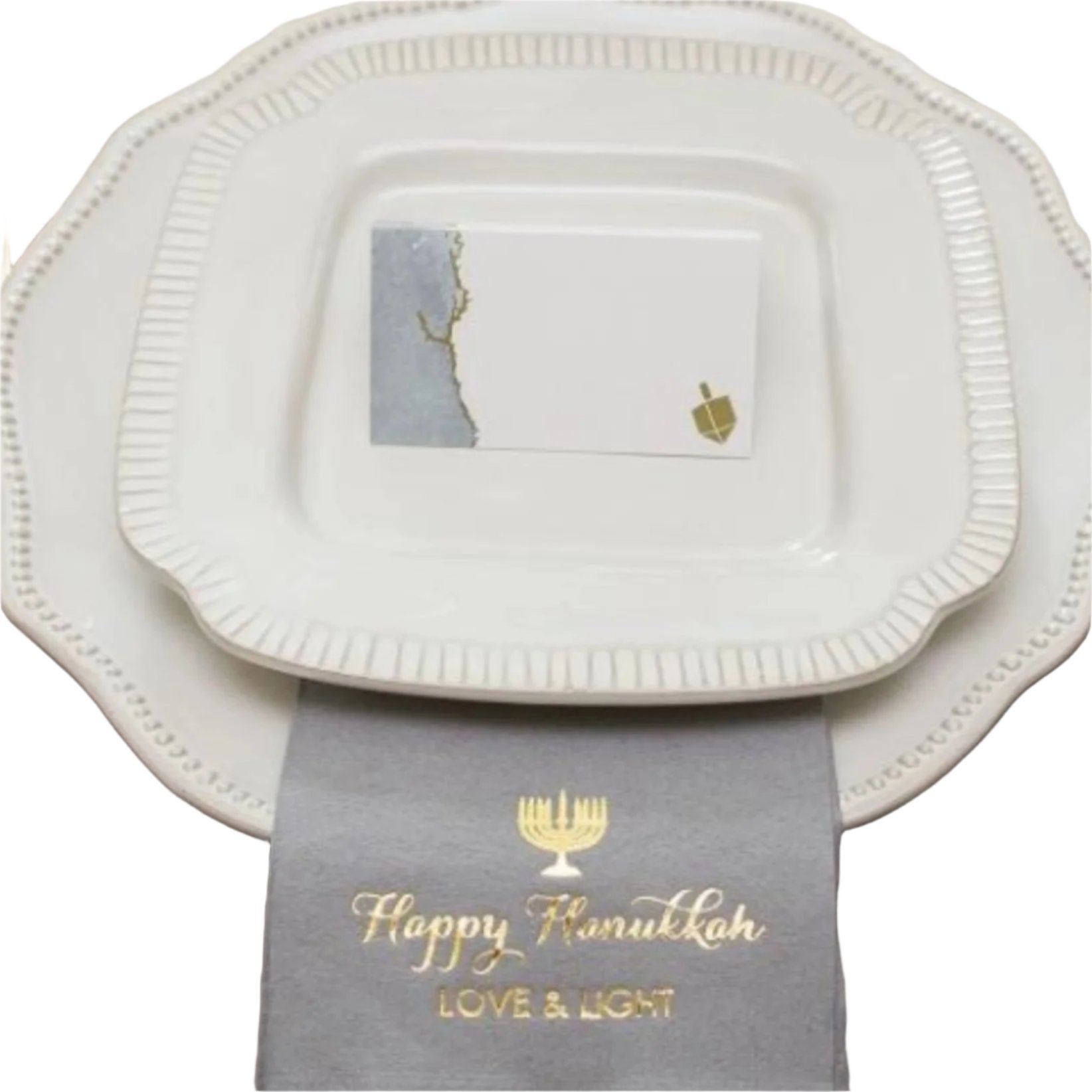 GREY HANUKKAH FOIL PLACE CARDS, Hanukkah Decorations - Peace Love Light Shop