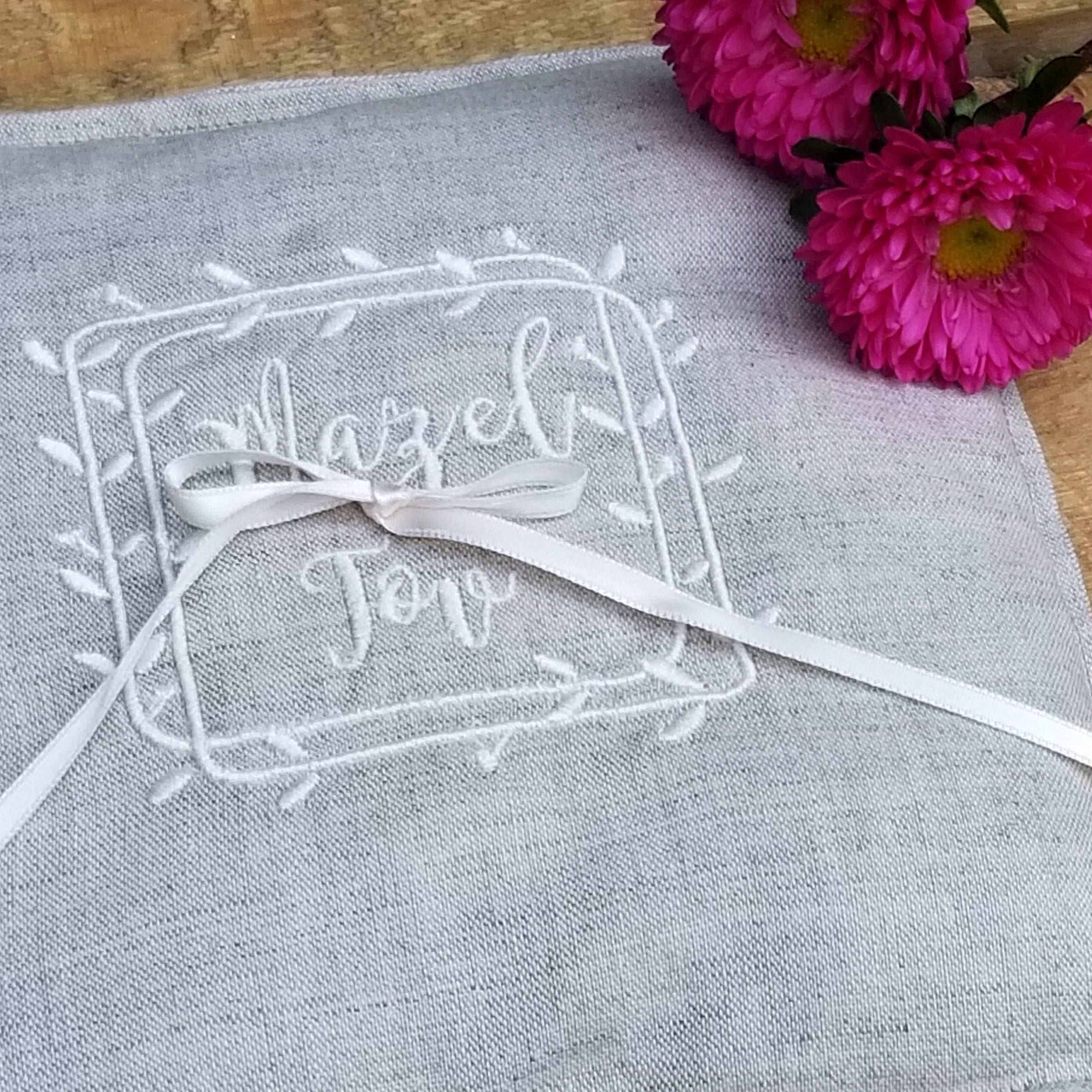 Embroidered ring pillow- Jewish wedding - Peace Love Light Shop